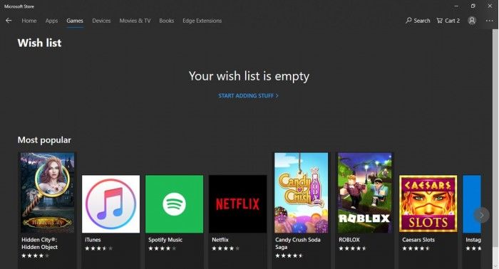 Microsoft Store引入心愿清单功能 
