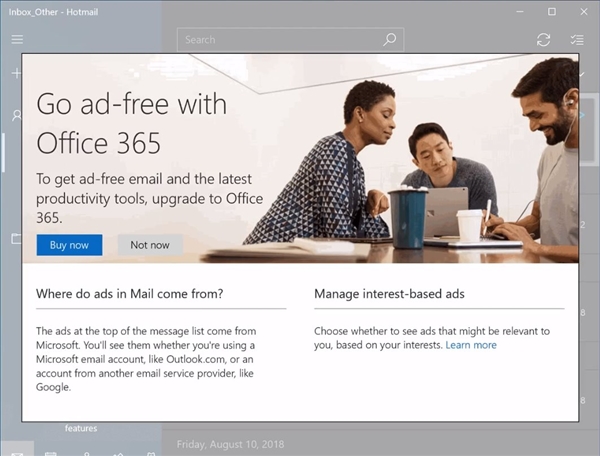 Windows 10邮件应用惊现广告？微软紧急撤回