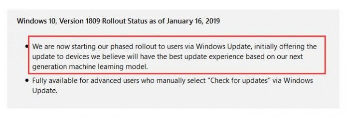 Windows 10十月更新开始通过Windows Update自动推荐升级